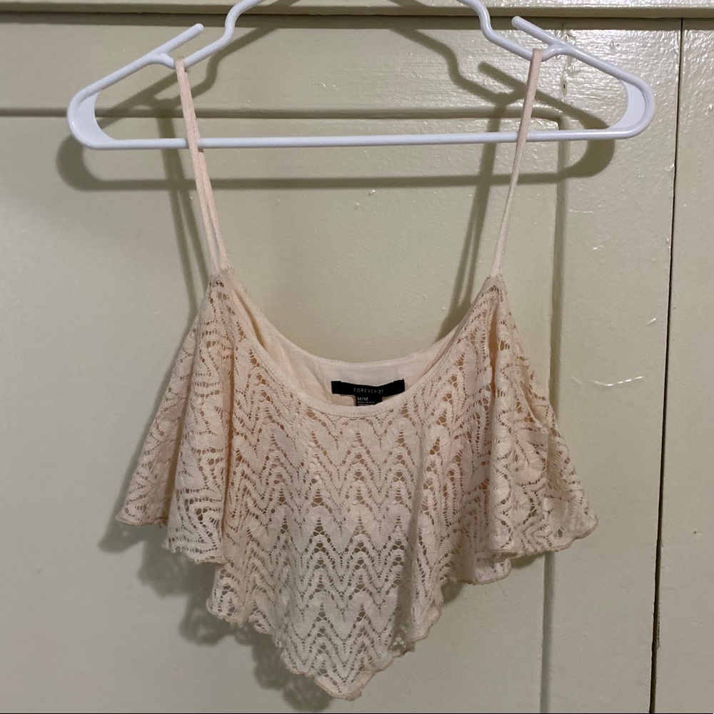 Tan Lace Crop Top